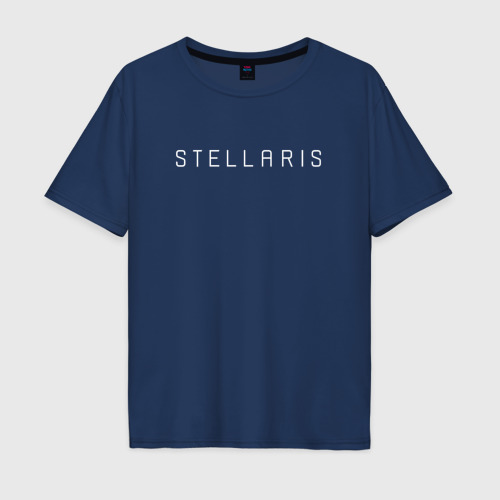Мужская футболка хлопок Oversize Stellaris White Logo, цвет темно-синий