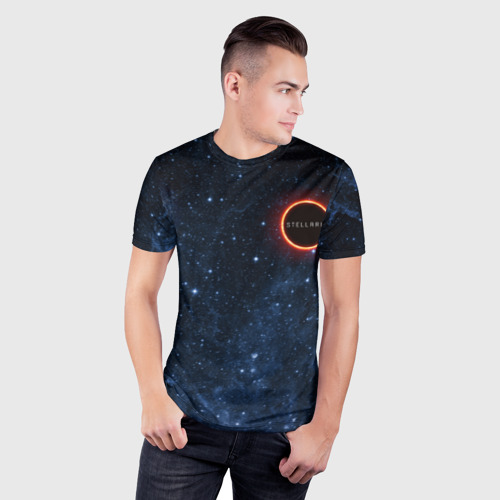 Мужская футболка 3D Slim с принтом Stellaris | Black Hole | Logo, фото на моделе #1