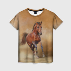 Женская футболка 3D Bay horse гнедой конь