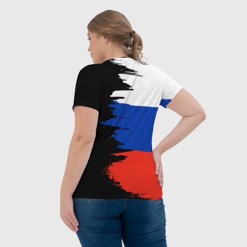 Женская футболка 3D Российский триколор на темном фоне, цвет 3D печать - фото 7