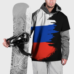 Накидка на куртку 3D Российский триколор на темном фоне