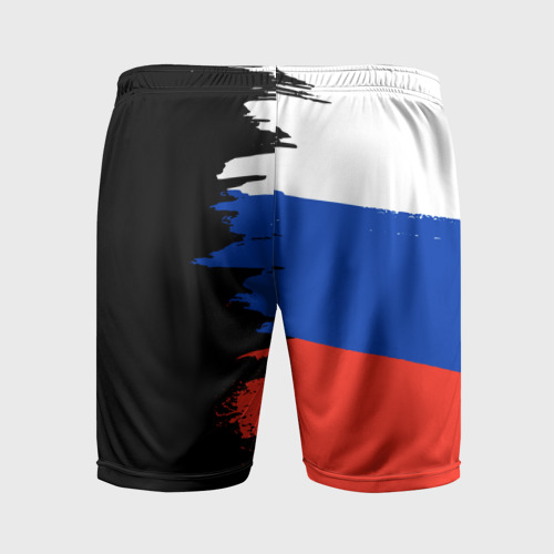 Мужские шорты спортивные Российский триколор на темном фоне, цвет 3D печать - фото 2