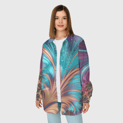 Женская рубашка oversize 3D Floral composition Цветочная композиция - фото 2