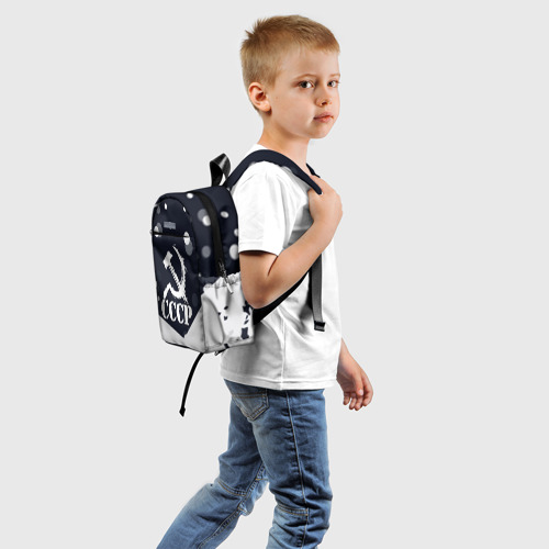 Детский рюкзак 3D с принтом Ussr - ссср - серп и молот, вид сзади #1