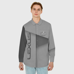 Мужская рубашка oversize 3D Lexus - серая абстракция - фото 2