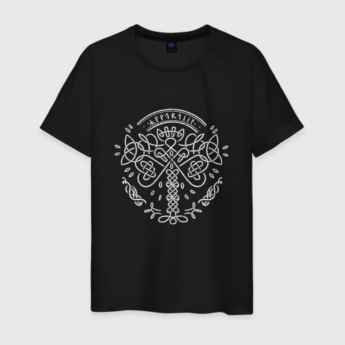 Мужская футболка хлопок Иггдрассиль древо жизни Yggdrassil, цвет черный