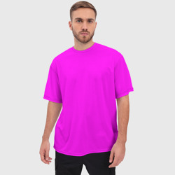 Мужская футболка oversize 3D Однотонный розовый неоновый "Пион" - фото 2