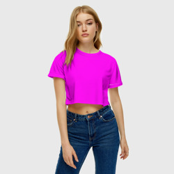 Женская футболка Crop-top 3D Однотонный розовый неоновый "Пион" - фото 2