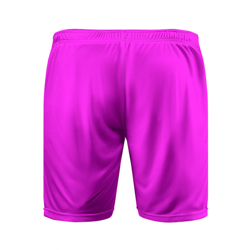 Мужские шорты спортивные с принтом Однотонный розовый неоновый Пион, вид сзади #1
