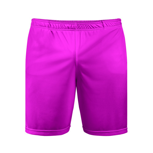 Мужские шорты спортивные с принтом Однотонный розовый неоновый Пион, вид спереди #2
