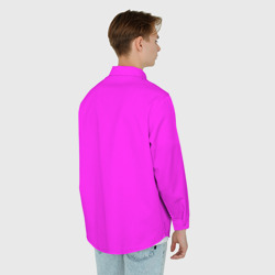Рубашка с принтом Однотонный розовый неоновый «Пион» для любого человека, вид сзади №2. Цвет основы: белый