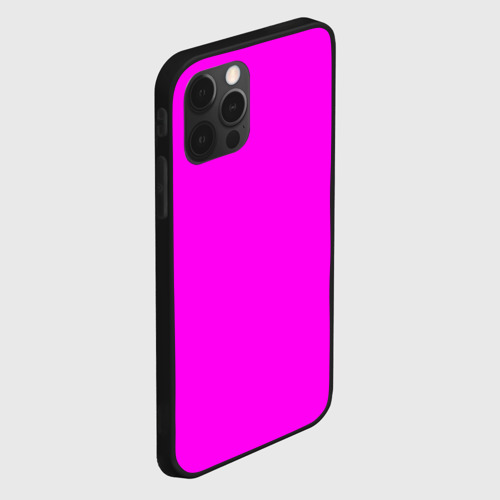 Чехол для iPhone 12 Pro с принтом Однотонный розовый неоновый Пион, вид сбоку #3