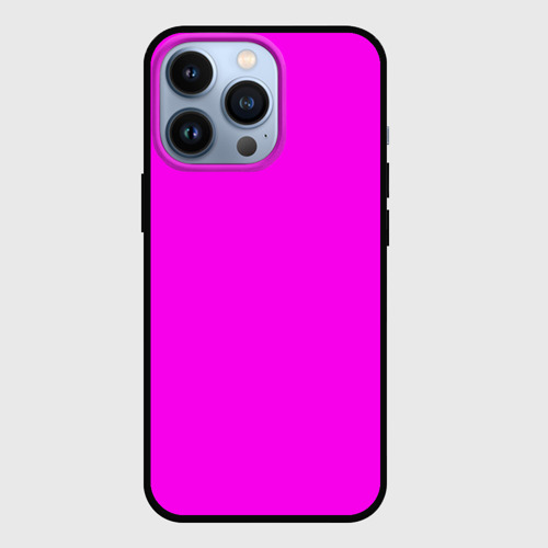 Чехол для iPhone 13 Pro Однотонный розовый неоновый "Пион", цвет черный