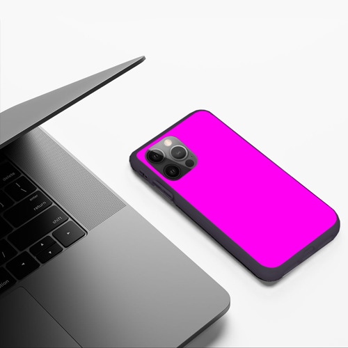 Чехол для iPhone 12 Pro с принтом Однотонный розовый неоновый Пион, фото #4