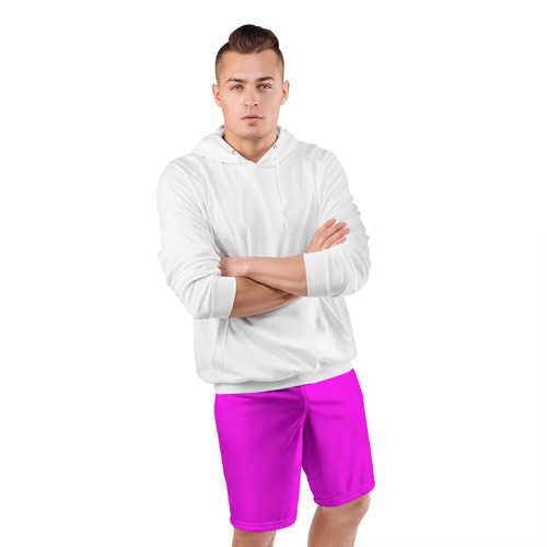 Мужские шорты спортивные с принтом Однотонный розовый неоновый Пион, фото #4