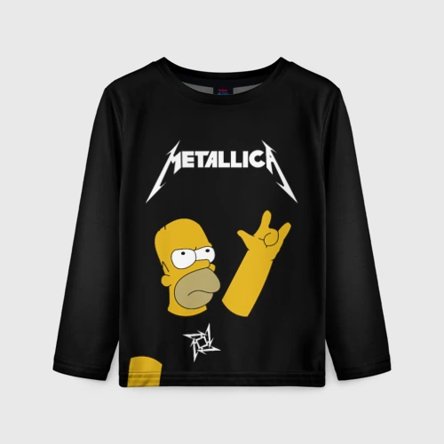 Детский лонгслив 3D Metallica Гомер Симпсон рокер