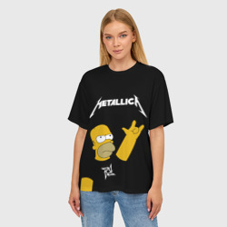 Женская футболка oversize 3D Metallica Гомер Симпсон рокер - фото 2