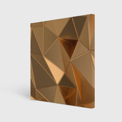 Холст квадратный Золотые 3D треугольники