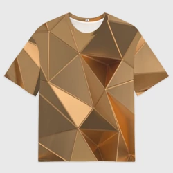 Женская футболка oversize 3D Золотые 3D треугольники