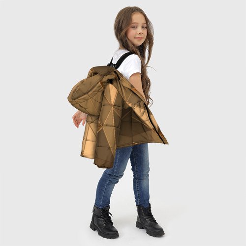 Зимняя куртка для девочек 3D Золотые 3D треугольники, цвет светло-серый - фото 6