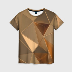 Женская футболка 3D Золотые 3D треугольники