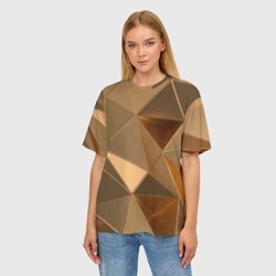 Женская футболка oversize 3D Золотые 3D треугольники - фото 2