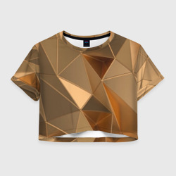 Женская футболка Crop-top 3D Золотые 3D треугольники