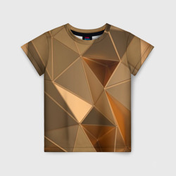 Детская футболка 3D Золотые 3D треугольники