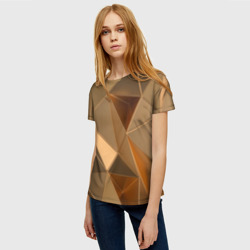 Женская футболка 3D Золотые 3D треугольники - фото 2