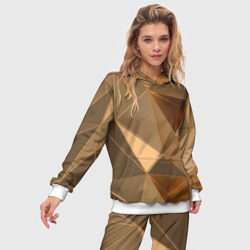 Женский костюм с толстовкой 3D Золотые 3D треугольники - фото 2