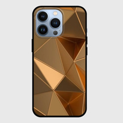 Чехол для iPhone 13 Pro Золотые 3D треугольники