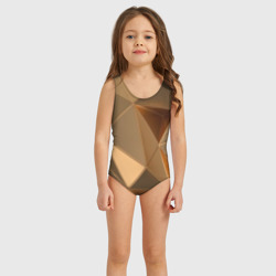 Детский купальник 3D Золотые 3D треугольники