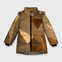 Зимняя куртка для девочек 3D Золотые 3D треугольники