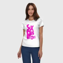 Женская пижама с белой футболкой хлопок Огромная надпись Sex Pistols - фото 2
