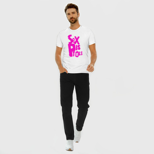 Мужская футболка хлопок Slim с принтом Огромная надпись Sex Pistols, вид сбоку #3