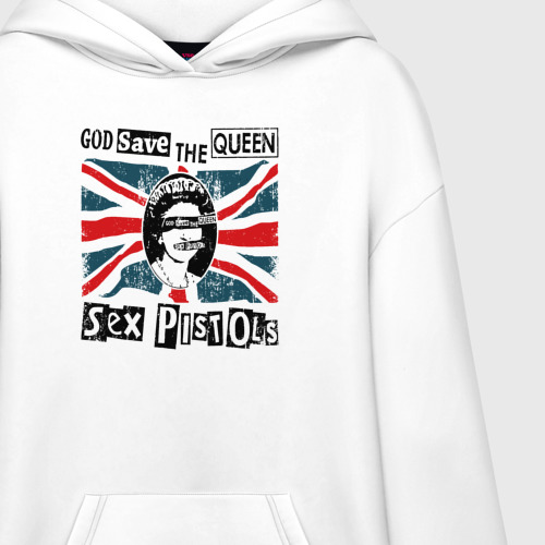 Худи SuperOversize хлопок Sex Pistols - God Save The Queen, цвет белый - фото 3