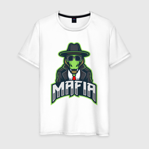 Мужская футболка из хлопка с принтом Crocodile mafia, вид спереди №1