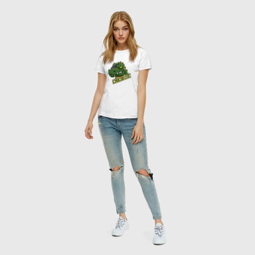 Женская футболка хлопок с принтом Pirate Crocodile, вид сбоку #3