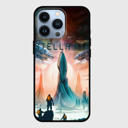 Чехол для iPhone 13 Pro Stellaris космические корабли на фоне башни