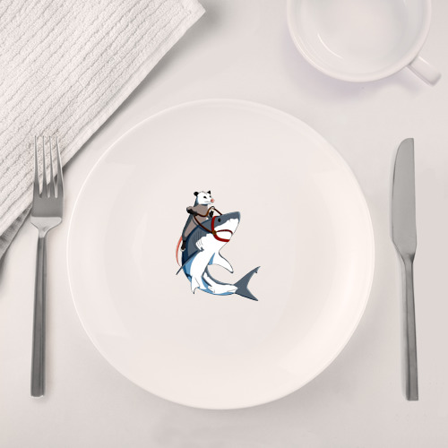 Набор: тарелка + кружка Опоссум верхом на акуле - фото 4