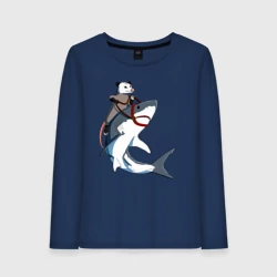 Женский лонгслив хлопок Опоссум верхом на акуле