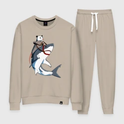 Женский костюм хлопок Опоссум верхом на акуле