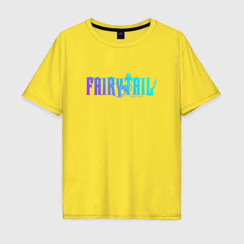 Мужская футболка хлопок Oversize Fairy tail neon, цвет желтый