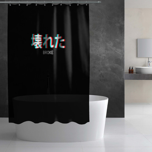 Штора 3D для ванной Broke Неоновые иероглифы - фото 2