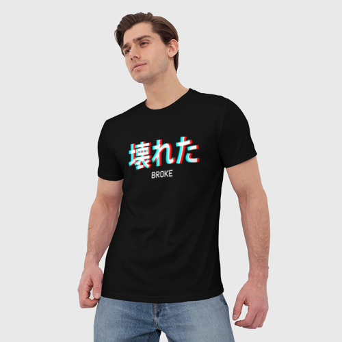 Мужская футболка 3D Broke Неоновые иероглифы, цвет 3D печать - фото 3