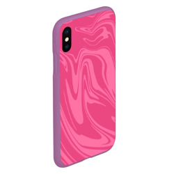 Чехол для iPhone XS Max матовый Розовые разводы краски - мраморный - фото 2