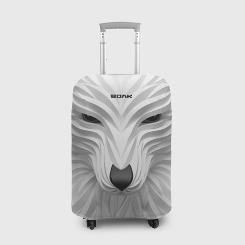 Чехол для чемодана 3D Волк белый - с надписью, цвет 3D печать