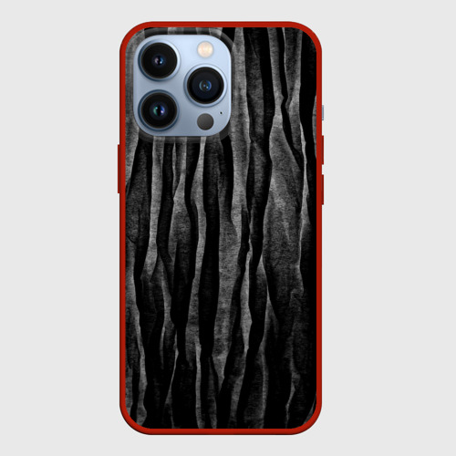 Чехол для iPhone 13 Pro Полосы чорные серые роизвольные random black stripes, цвет красный