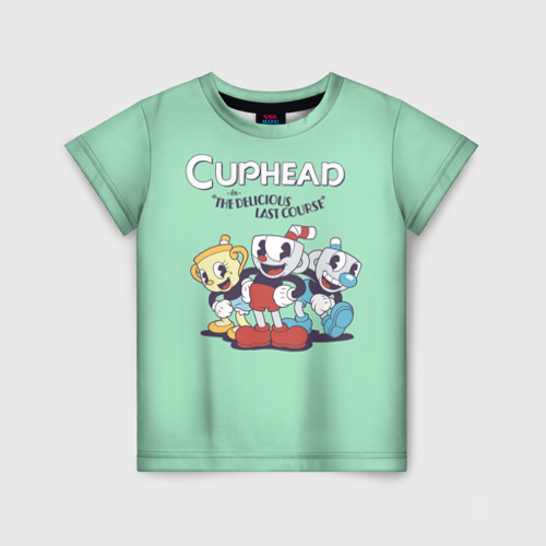 Детская футболка с принтом Cuphead: The Delicious Last Course, вид спереди №1