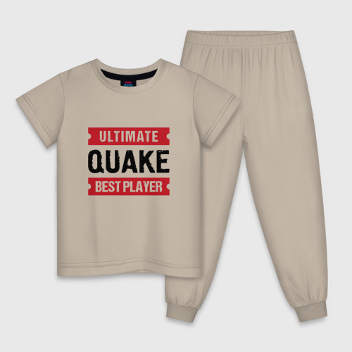 Детская пижама хлопок с принтом Quake: таблички Ultimate и Best Player, вид спереди #2